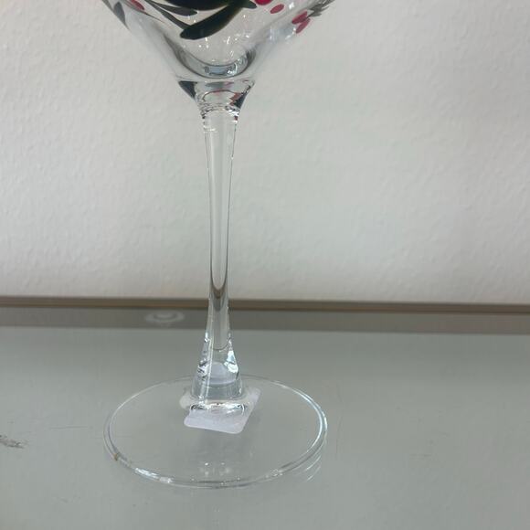 Hand Painted & Jeweled Wine Glass Set of 2  Coquette Christmas Red Bows & Holly - Picture 5 of 10